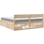 Bed with drawers and pine wood mattress, brown wax, 200x200 cm. by , Beds and slatted bases - Ref: Foro24-3281886, Price: 666...