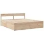 Bed with drawers and pine wood mattress, brown wax, 200x200 cm. by , Beds and slatted bases - Ref: Foro24-3281886, Price: 666...