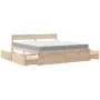 Bed with drawers and pine wood mattress, brown wax, 200x200 cm. by , Beds and slatted bases - Ref: Foro24-3281886, Price: 666...