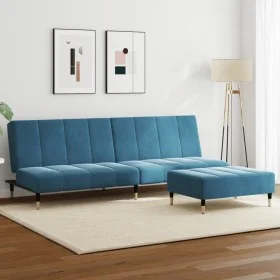Zweiplätziges Schlafsofa mit blauem Samthocker. von , Sofas - Ref: Foro24-3258144, Preis: 325,51 €, Rabatt: %