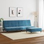 Sofá cama de 2 plazas con taburete terciopelo azul de , Sofás - Ref: Foro24-3258144, Precio: 297,12 €