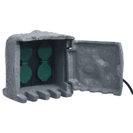 Enchufe de jardín 4 ranuras poliresina resistente al agua gris de vidaXL, Enchufes de pared - Ref: Foro24-48541, Precio: 45,9...