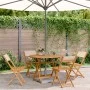 Set de comedor de jardín 5 pzas tela madera maciza beige de , Conjuntos de jardín - Ref: Foro24-3281775, Precio: 255,44 €, De...