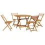 Set de comedor de jardín 5 pzas tela madera maciza beige de , Conjuntos de jardín - Ref: Foro24-3281775, Precio: 255,44 €, De...
