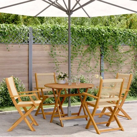 Set de comedor jardín 5 pzas polipropileno madera maciza beige de , Conjuntos de jardín - Ref: Foro24-3281819, Precio: 460,21...