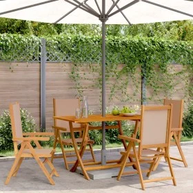 Reclining garden chairs 4 units solid wood and taupe fabric by , Garden chairs - Ref: Foro24-3214544, Price: 290,98 €, Discou...