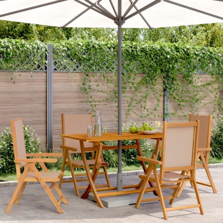 Sillas de jardín reclinables 4 uds madera maciza y tela taupe de , Sillas de jardín - Ref: Foro24-3214544, Precio: 302,88 €, ...