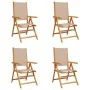 Sillas de jardín reclinables 4 uds madera maciza y tela taupe de , Sillas de jardín - Ref: Foro24-3214544, Precio: 290,94 €, ...