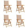 Sillas de jardín reclinables 4 uds madera maciza y tela taupe de , Sillas de jardín - Ref: Foro24-3214544, Precio: 302,88 €, ...