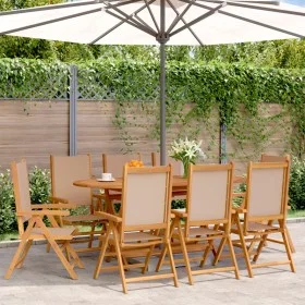 8 verstellbare Gartenstühle aus Massivholz und taupefarbenem Stoff von , Gartenstühle - Ref: Foro24-3214546, Preis: 578,36 €,...