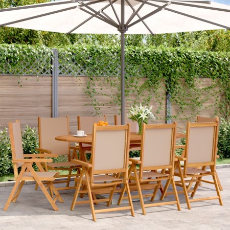 8 verstellbare Gartenstühle aus Massivholz und taupefarbenem Stoff von , Gartenstühle - Ref: Foro24-3214546, Preis: 602,01 €,...