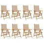 8 verstellbare Gartenstühle aus Massivholz und taupefarbenem Stoff von , Gartenstühle - Ref: Foro24-3214546, Preis: 578,34 €,...
