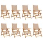 8 verstellbare Gartenstühle aus Massivholz und taupefarbenem Stoff von , Gartenstühle - Ref: Foro24-3214546, Preis: 602,01 €,...