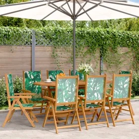 Reclining garden chairs, set of 8, made of solid wood and green fabric. by , Garden chairs - Ref: Foro24-3214552, Price: 575,...