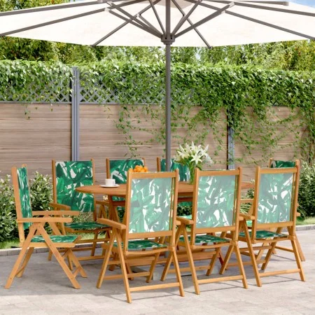 8 verstellbare Gartenstühle aus Massivholz und grünem Stoff von , Gartenstühle - Ref: Foro24-3214552, Preis: 575,25 €, Rabatt: %