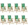 8 verstellbare Gartenstühle aus Massivholz und grünem Stoff von , Gartenstühle - Ref: Foro24-3214552, Preis: 575,25 €, Rabatt: %