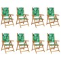 8 verstellbare Gartenstühle aus Massivholz und grünem Stoff von , Gartenstühle - Ref: Foro24-3214552, Preis: 586,33 €, Rabatt: %