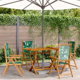 Reclining garden chairs, set of 4, made of solid wood and green fabric. by , Garden chairs - Ref: Foro24-3214550, Price: 294,...