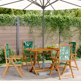 Reclining garden chairs, set of 4, made of solid wood and green fabric. by , Garden chairs - Ref: Foro24-3214550, Price: 289,...