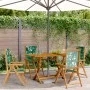 Sillas de jardín reclinables 4 uds madera maciza y tela verde de , Sillas de jardín - Ref: Foro24-3214550, Precio: 289,38 €, ...