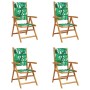 Reclining garden chairs, set of 4, made of solid wood and green fabric. by , Garden chairs - Ref: Foro24-3214550, Price: 294,...