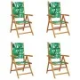 Reclining garden chairs, set of 4, made of solid wood and green fabric. by , Garden chairs - Ref: Foro24-3214550, Price: 289,...