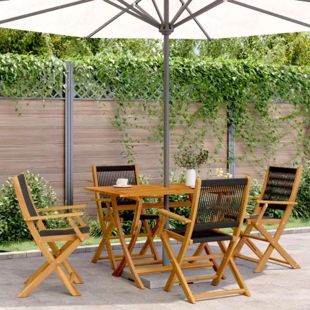 4 verstellbare Gartenstühle aus massivem Akazienholz in Schwarz von , Gartenstühle - Ref: Foro24-3214565, Preis: 291,17 €, Ra...