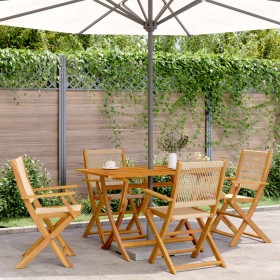 Folding garden chairs 4 pcs solid acacia wood beige by , Garden chairs - Ref: Foro24-3214571, Price: 363,73 €, Discount: %
