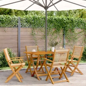 Folding garden chairs 4 pcs solid acacia wood beige by , Garden chairs - Ref: Foro24-3214571, Price: 355,24 €, Discount: %