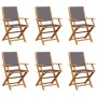 Folding garden chairs 6 pcs solid wood and anthracite fabric by , Garden chairs - Ref: Foro24-3214578, Price: 321,21 €, Disco...