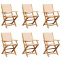 Folding garden chairs 4 pcs solid wood and beige fabric by , Garden chairs - Ref: Foro24-3214584, Price: 388,31 €, Discount: %