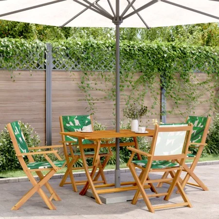Reclining garden chairs, set of 4, made of solid wood and green fabric. by , Garden chairs - Ref: Foro24-3214586, Price: 244,...