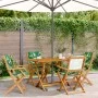 Reclining garden chairs, set of 4, made of solid wood and green fabric. by , Garden chairs - Ref: Foro24-3214586, Price: 244,...