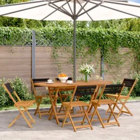 6 verstellbare Gartenstühle aus massivem Akazienholz in Schwarz von , Gartenstühle - Ref: Foro24-3214602, Preis: 264,87 €, Ra...