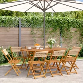 Folding garden chairs 8 pcs solid acacia wood beige by , Garden chairs - Ref: Foro24-3214609, Price: 344,87 €, Discount: %