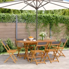 Faltbare Gartenstühle, 6 Stück Massivholz und anthrazitfarbener Stoff von , Gartenstühle - Ref: Foro24-3214614, Preis: 249,08...