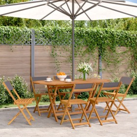 Folding garden chairs 6 pcs solid wood and anthracite fabric by , Garden chairs - Ref: Foro24-3214614, Price: 213,72 €, Disco...