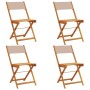 Faltbare Gartenstühle, 4 Stück, Massivholz und taupefarbener Stoff von , Gartenstühle - Ref: Foro24-3214616, Preis: 162,62 €,...