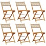 Faltbare Gartenstühle, 6 Stück, Massivholz und PE-Rattan in Beige. von , Gartenstühle - Ref: Foro24-3214599, Preis: 243,92 €,...