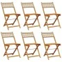 Folding garden chairs 6 pcs solid wood and beige PE rattan by , Garden chairs - Ref: Foro24-3214599, Price: 246,09 €, Discoun...