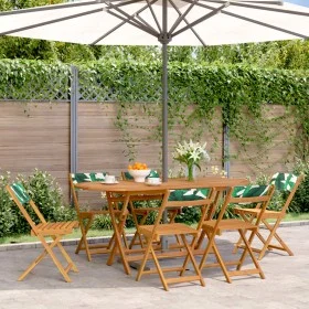 Reclining garden chairs, set of 6, made of solid wood and green fabric. by , Garden chairs - Ref: Foro24-3214623, Price: 249,...