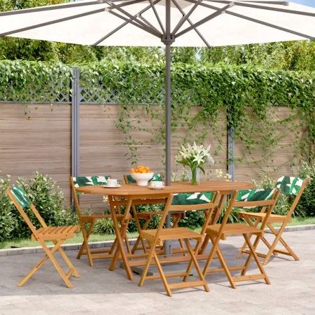 Reclining garden chairs, set of 6, made of solid wood and green fabric. by , Garden chairs - Ref: Foro24-3214623, Price: 249,...