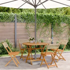 5-piece garden dining set made of PE rattan and solid beige wood. by , Garden sets - Ref: Foro24-3281768, Price: 258,17 €, Di...