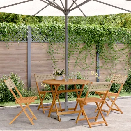 5-piece garden dining set made of PE rattan and solid beige wood. by , Garden sets - Ref: Foro24-3281768, Price: 258,17 €, Di...