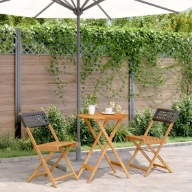 3-piece PE rattan and solid black wood bistro set by , Garden sets - Ref: Foro24-3281742, Price: 138,85 €, Discount: %