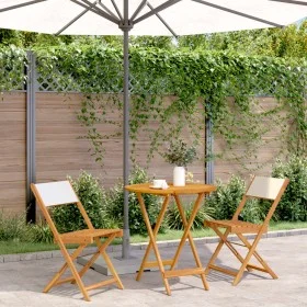 3-piece bistro set, fabric and solid white cream wood by , Garden sets - Ref: Foro24-3281844, Price: 140,77 €, Discount: %