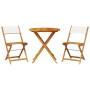 3-piece bistro set, fabric and solid white cream wood by , Garden sets - Ref: Foro24-3281844, Price: 137,21 €, Discount: %
