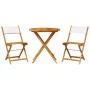 3-teiliges Bistro-Set aus Stoff und massivem Holz in Creme-Weiß. von , Gartensets - Ref: Foro24-3281844, Preis: 142,63 €, Rab...