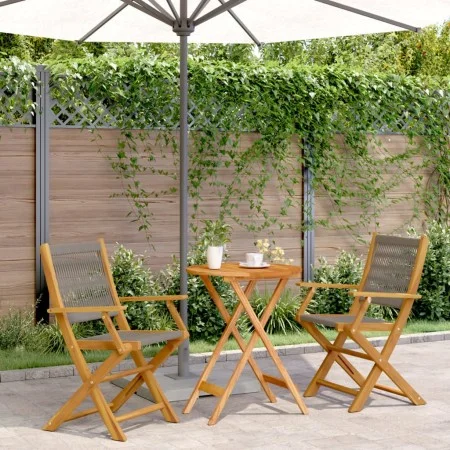 3-teiliges Bistro-Set aus Polypropylen und massivem grauem Holz. von , Gartensets - Ref: Foro24-3281794, Preis: 181,39 €, Rab...