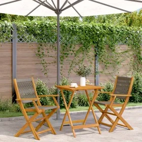 3-piece bistro set made of gray polypropylene and solid wood by , Garden sets - Ref: Foro24-3281806, Price: 194,13 €, Discoun...